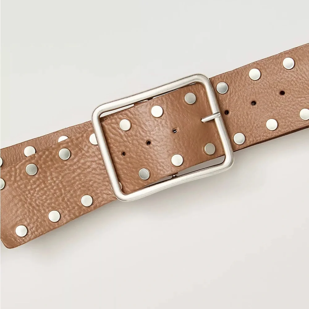NWT Free People Hex Studded Hip Belt Mocha Mousse